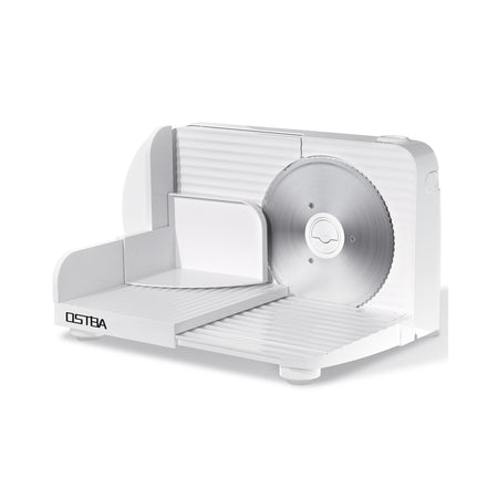 OSTBA Foldable Electric Food Slicer, Adjustable Thickness 0–15mm, 6.7” Stainless Steel Blade, 150W Motor, Portable & Easy-to-Clean Meat, Cheese, Bread, and Vegetable Slicer for Home Kitchen, White