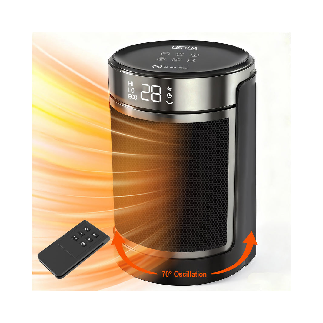 OSTBA 1500W Space Heater with Thermostat, 70° Oscillation & Remote