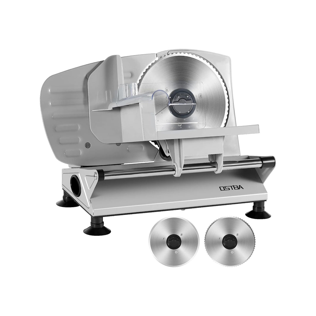OSTBA Meat Slicer Machine for Home, Electric Deli Food Slicer with Removable 6.7” Stainless Steel Blades, 0-15mm Adjustable Thickness, Easy to Clean, 150W, Ideal for Cold Cuts, Cheese, Bread, Fruit