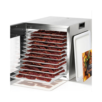OSTBA Food Dehydrator, 12 Stainless Steel Trays, 95–165℉ Adjustable Temp, 48h Digital Timer, 850W Food Dryer, Front Control Panel with 10 Presets, Recipe for Fruit, Vegetable, Jerky, Herb