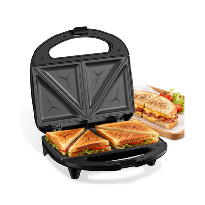 OSTBA Panini Press Grill with Adjustable Temperature, 4-Slice Indoor Grill, 180° Open Sandwich Maker with Drip Tray, Non-Stick Plates, Stainless Steel, 1200W