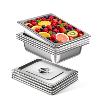 OSTBA 4-Pack Hotel Pans, Half-Size Stainless Steel Steam Table Pan, 2.5" Deep