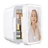 Skincare Fridge Mini Fridge for Bedroom with Dimmable LED Mirror, 4Liter/6 Cans Cooler and Warmer for Makeup, Cosmetic, Beauty, Portable Refrigerator for Bedroom, Vanity, Office and Car- White