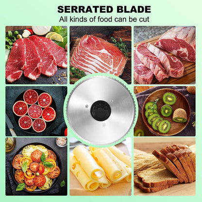 OSTBA Meat Slicer Machine for Home, Electric Deli Food Slicer with Removable 6.7” Stainless Steel Blades, 0-15mm Adjustable Thickness, Easy to Clean, 150W, Ideal for Cold Cuts, Cheese, Bread, Fruit