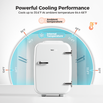 Mini Fridge, 4 Liter/6 Cans Small Fridgerator for Bedroom, AC/DC Thermoelectric Cooler and Warmer for Skincare Drink Office Dorm Car, White