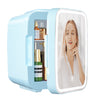 Skincare Fridge Mini Fridge for Bedroom with Dimmable LED Mirror, 4Liter/6 Cans Cooler and Warmer for Makeup, Cosmetic, Beauty, Portable Refrigerator for Bedroom, Vanity, Office and Car- White