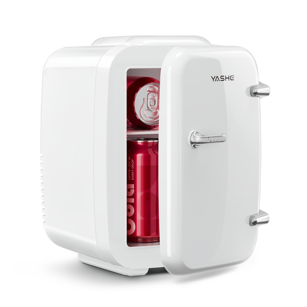 Mini Fridge, 4 Liter/6 Cans Small Fridgerator for Bedroom, AC/DC Thermoelectric Cooler and Warmer for Skincare Drink Office Dorm Car, White