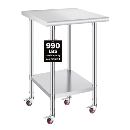 OSTBA Stainless Steel Prep Table with Backsplash, 24x48 Inch Commercial Work Table