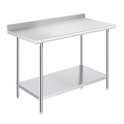 OSTBA Stainless Steel Prep Table with Backsplash, 24x48 Inch Commercial Work Table