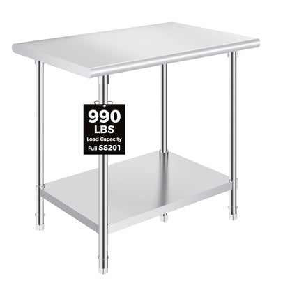 OSTBA Stainless Steel Prep Table with Backsplash, 24x48 Inch Commercial Work Table