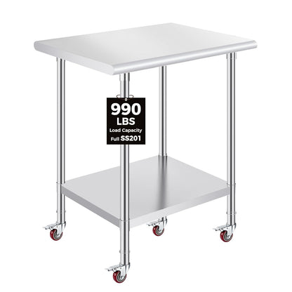 OSTBA Stainless Steel Prep Table with Backsplash, 24x48 Inch Commercial Work Table