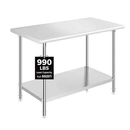 OSTBA Stainless Steel Prep Table with Backsplash, 24x48 Inch Commercial Work Table