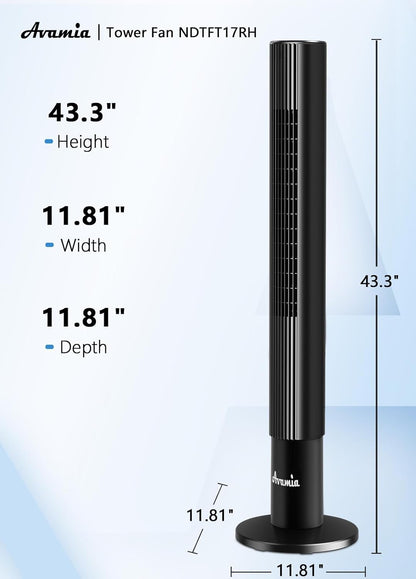 Tower Fans for Bedroom, 85° Oscillating Bladeless Fans, Standing Fans with Touch LED Display, 12H Timer, Remote, 3 Speeds 3 Modes Max 26ft/s, 43" Cooling Quiet Floor Fan for Home Office