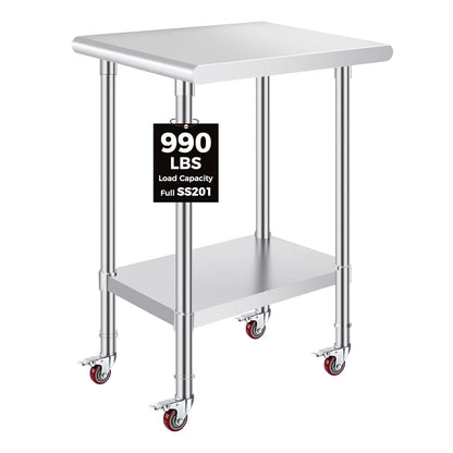OSTBA Stainless Steel Prep Table with Backsplash, 24x48 Inch Commercial Work Table