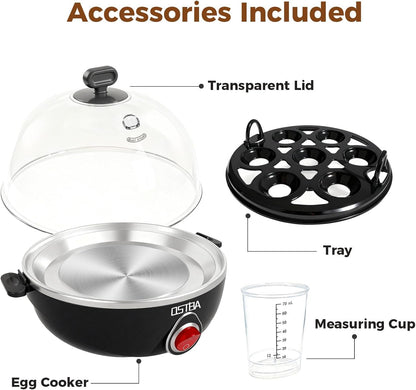 OSTBA Electric Egg Cooker, 7-Egg Boiler for Hard Boiled Eggs