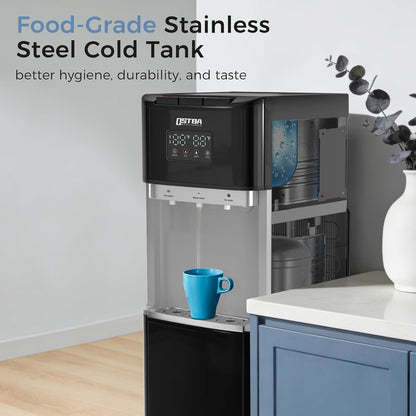OSTBA Bottom Load Water Dispenser, LED Display, Hot Cold & Room Water, Stainless Steel Tank, Child Lock, 3 & 5 Gallon for Home & Office