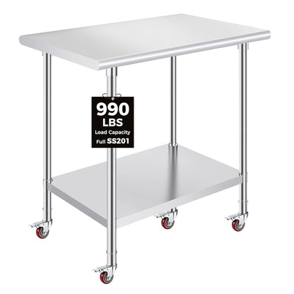 OSTBA Stainless Steel Prep Table with Backsplash, 24x48 Inch Commercial Work Table