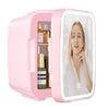 Skincare Fridge Mini Fridge for Bedroom with Dimmable LED Mirror, 4Liter/6 Cans Cooler and Warmer for Makeup, Cosmetic, Beauty, Portable Refrigerator for Bedroom, Vanity, Office and Car- White