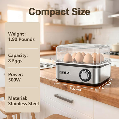 OSTBA Egg Cooker, 8-Egg Electric Boiler for Hard Boiled Eggs