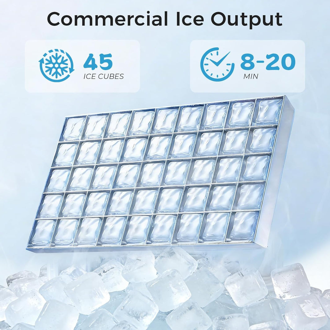 OSTBA Commercial Ice Maker, 100 LBS/24H Ice Machine, Under Counter & Freestanding Automatic Ice Maker, Self-Cleaning, LCD Display, ETL Certified for Bar, Restaurant & Commercial Use