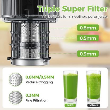 OSTBA Cold Press Juicer, 5-Inch Wide Feed Chute Slow Juicer