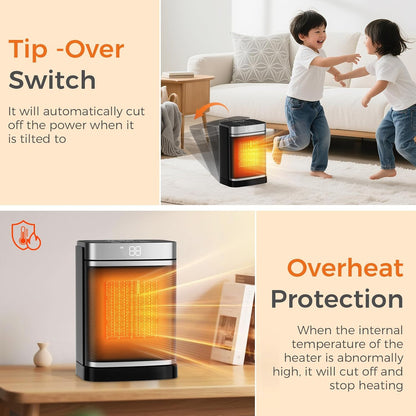 OSTBA Portable Space Heater, 1500W Ceramic Heater with ECO Thermostat