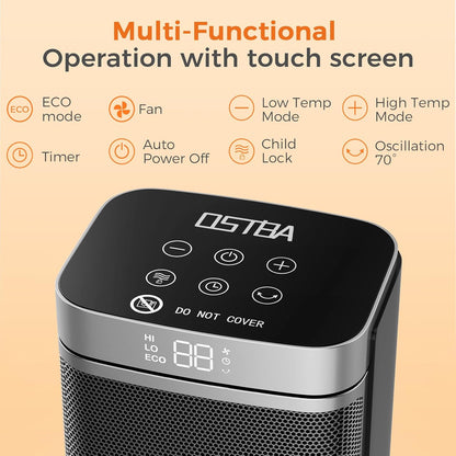 OSTBA Portable Space Heater, 1500W Ceramic Heater with ECO Thermostat
