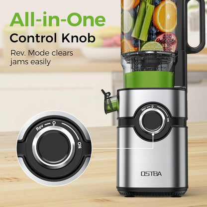 OSTBA Cold Press Juicer, 5-Inch Wide Feed Chute Slow Juicer