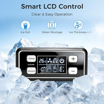 OSTBA Commercial Ice Maker, 100 LBS/24H Ice Machine, Under Counter & Freestanding Automatic Ice Maker, Self-Cleaning, LCD Display, ETL Certified for Bar, Restaurant & Commercial Use