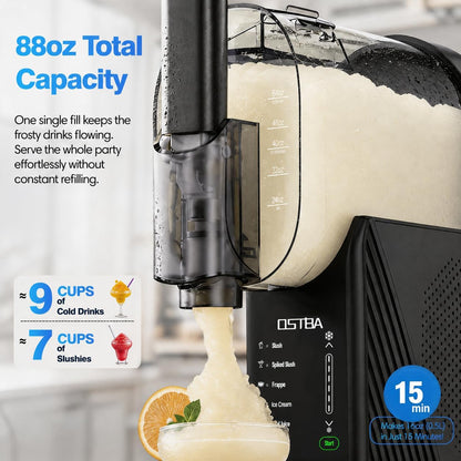 OSTBA 88oz Soft Serve Ice Cream Machine, No Ice Needed Slushie Maker | Self-Cleaning, Family Size