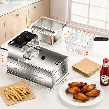 OSTBA Electric Deep Fryer, 10.36QT Stainless Steel Countertop Fryer