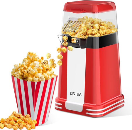 OSTBA Retro Popcorn Maker | 1200W 12-Cup Hot Air Popper
