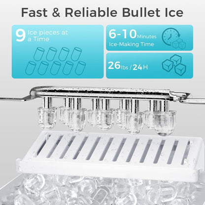 OSTBA 4-in-1 Water & Ice Dispenser, Hot, Cold & Room Temperature Water with Bullet Ice Maker, Touch Control, Child Safety Lock, Fits 3 & 5 Gallon Bottles