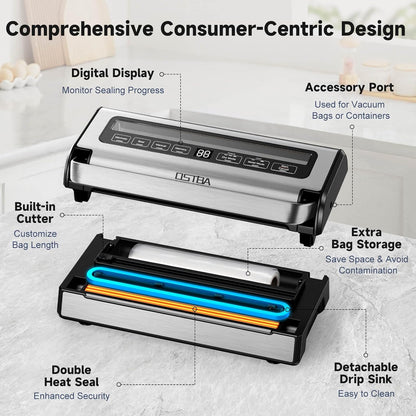 OSTBA Vacuum Sealer Machine | 12-in-1 Double Pump Food Saver