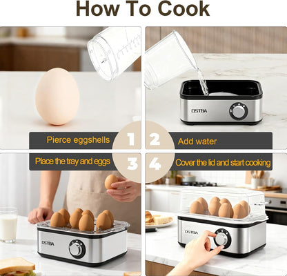 OSTBA Egg Cooker, 8-Egg Electric Boiler for Hard Boiled Eggs