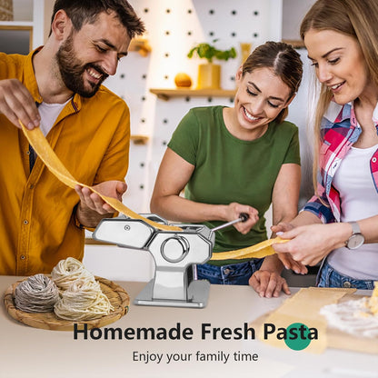 3-in-1 Pasta Maker with Cleaning Kit, Adjustable Thickness Settings Pasta Maker Machine with Pasta Roller and Cutter, Dual Width Noodle Maker for Pasta, Spaghetti, Fettuccine, Lasagna