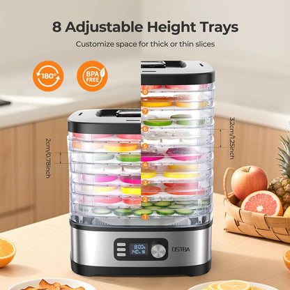 OSTBA 8-Tray Food Dehydrator with 72H Timer & Adjustable Temperature