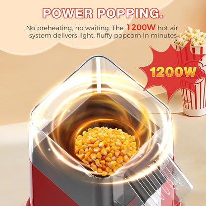 OSTBA Retro Popcorn Maker | 1200W 12-Cup Hot Air Popper