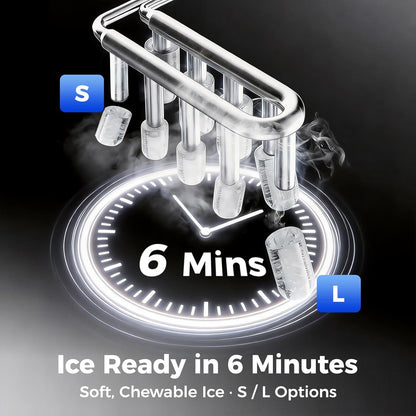 OSTBA Fast Ice Countertop Ice Maker with Dual Size Bullet Ice, 9 Cubes in 6 Minutes, 26 lbs per Day, Self-Cleaning Portable Ice Machine with Carry Handle for Home, RV & Party