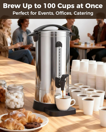 OSTBA 100-Cup Coffee Urn, 15L Stainless Steel Percolator