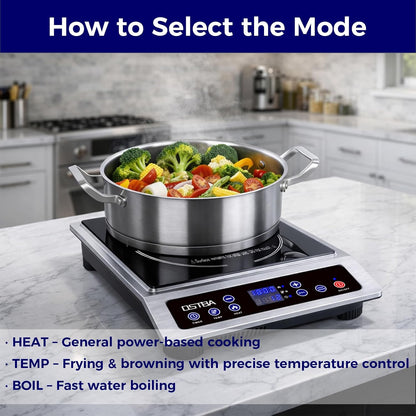 OSTBA 1800W Commercial Induction Cooktop, 7" Heating Coil Countertop Induction Burner