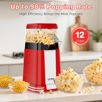 OSTBA Retro Popcorn Maker | 1200W 12-Cup Hot Air Popper