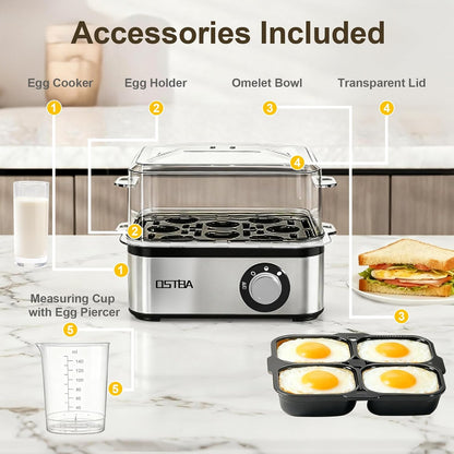 OSTBA Egg Cooker, 8-Egg Electric Boiler for Hard Boiled Eggs
