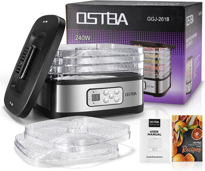OSTBA 5-Tray Food Dehydrator with Adjustable Temperature & 72H Timer