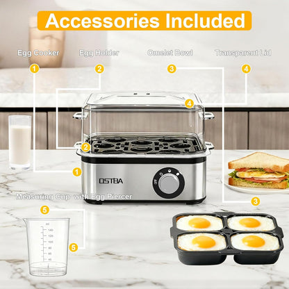 OSTBA Egg Cooker, 8-Egg Electric Boiler for Hard Boiled Eggs