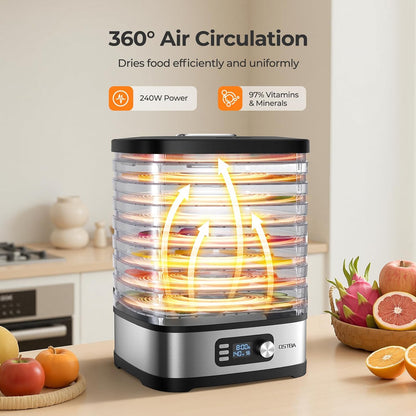 OSTBA 8-Tray Food Dehydrator with 72H Timer & Adjustable Temperature