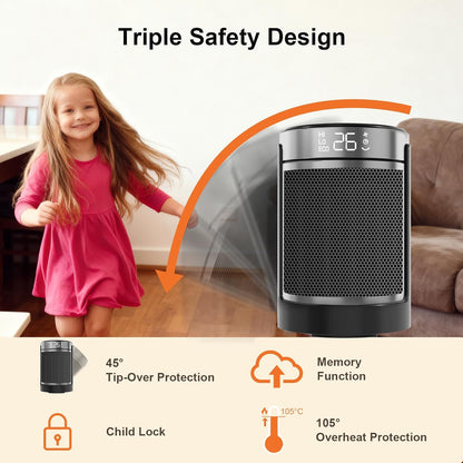 OSTBA 1500W Space Heater with Thermostat, 70° Oscillation & Remote