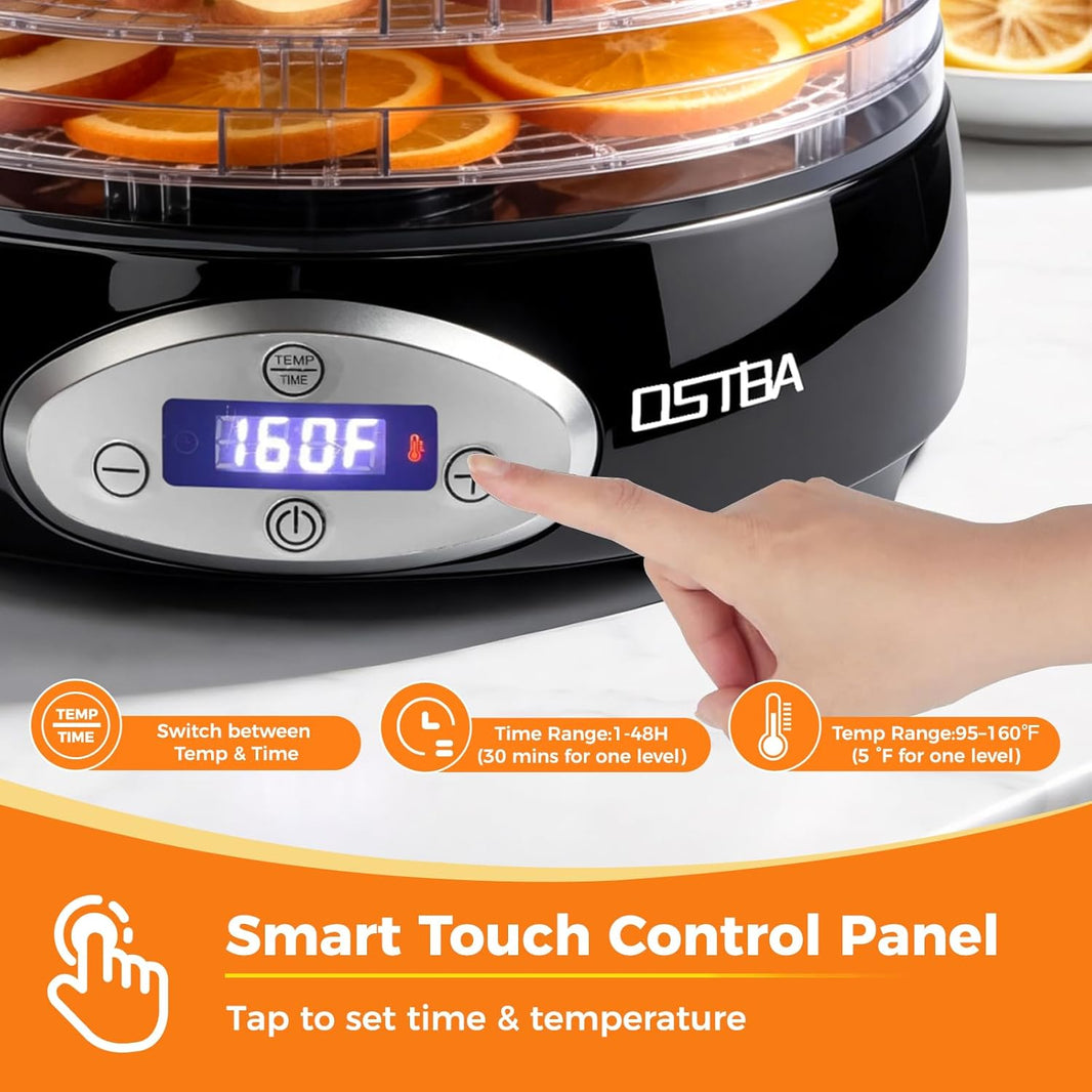OSTBA 5-Tray BPA-Free Food Dehydrator, 420W, 95-160F, 48H Timer