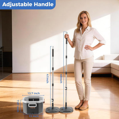 Spin Mop and Bucket Set with Removable Inner Clean Water Bucket, Dual Water Separation System, Deep-Cleaning Mops for Floors