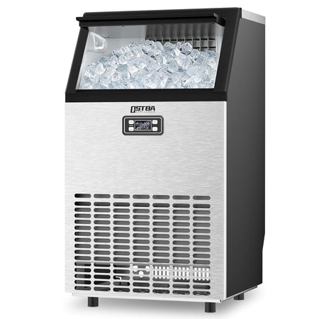 OSTBA Commercial Ice Maker, 100 LBS/24H Ice Machine, Under Counter & Freestanding Automatic Ice Maker, Self-Cleaning, LCD Display, ETL Certified for Bar, Restaurant & Commercial Use